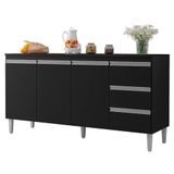 Balcão Pia Andréia 160cm Preto Com Tampo Mdp - Ajl Móveis Preto