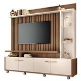 Estante Home Theater Titan Ripado Castanho-off White Para Tv Até 60? - Hb Móveis Castanho-off White