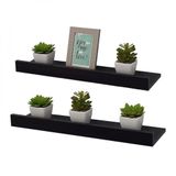 Kit 2 Prateleiras Porta Quadros 80 X 15cm Preta Suporte