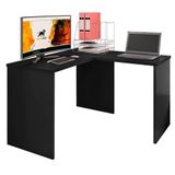 Mesa Para Computador Escrivaninha Gávea Em L Preto - Pr Móveis Preto
