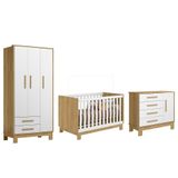 Dormitório Infantil Q Encanto Slim Guarda Roupa, Cômoda E Berço Freijó-branco Acetinado - Qmovi Freijó-branco Acetinado