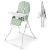 Cadeira Alta Dobrável Baby Joy Portable Com Bandeja E Apoio Para Os Pés Verde