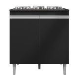 Balcão Cooktop Andréia 79cm Com 2 Portas Preto Fosco - Ajl Móveis Preto Fosco