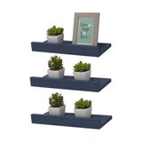 Kit 3 Prateleiras Porta Quadros 80 X 10cm Azul Suporte
