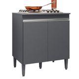 Balcão Cooktop Andréia 79cm Com 2 Portas Cinza Fosco - Ajl Móveis Cinza Fosco