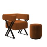 Kit Poltrona E Puff Decorativo Kira Estilo Industrial