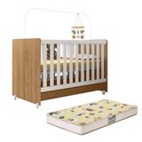 Berço Mini Cama Encanto Nature-branco Com Colchão Supreme - Peternella Móveis Nature-branco