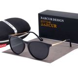 Óculos Feminino Clássico Lente Polarizada Design Titanium Uv400 Preto Dourado