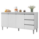 Balcão Pia Andréia 150cm Branco Com Tampo Mdp - Ajl Móveis Branco