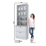 Cristaleira 2 Portas E 2 Gavetas Americana Branco Com Tampo Calcare - Móveis Henn Branco Hp