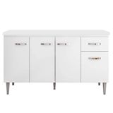 Balcão Pia Gabriela 150cm Branco Com Tampo Mdp - Ajl Móveis Branco