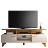 Rack Bancada Essenza 1.6 Off White-cinamomo Para Tv Até 60? - Hb Móveis Off White-cinamomo