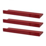 Kit 3 Prateleiras Porta Quadros 80 X 15cm Vermelha Suporte