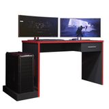Mesa Para Computador Desk Gamer Drx-9000 Preto-vermelho - Pr Móveis Preto-vermelho