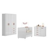 Dormitório Infantil Pérola Guarda Roupa, Cômoda E Berço Branco - Peternella Móveis Branco
