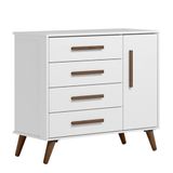 Cômoda Infantil Q Encanto Retrô 1 Porta E 4 Gavetas Branco Acetinado - Qmovi Branco Acetinado