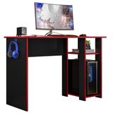 Mesa Para Computador Gamer Slim Preto-vermelho - Peternella Móveis Preto-vermelho