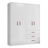 Guarda Roupa Infantil Pérola 4 Portas E 3 Gavetas Branco - Peternella Móveis Branco