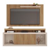 Rack Bancada Com Painel New Oscar Ripado Buriti-off White Para Tv Até 60? - Caemmun Buriti-off White