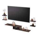 Rack Tv Nicho Suspenso Para Quarto Sala Nogal 110cm