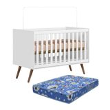Berço Mini Cama Q Encanto Retrô Branco Acetinado Com Colchão Baby Physical - Qmovi Branco Acetinado