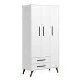 Guarda Roupa Infantil Q Encanto Retrô 3 Portas E 2 Gavetas Branco Acetinado - Qmovi Branco Acetinado