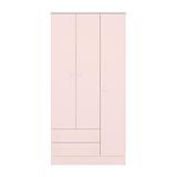 Guarda Roupa Infantil 3 Portas E 2 Gavetas Doce Sonho Rosa Acetinado - Qmovi Rosa Acetinado