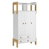 Guarda Roupa Infantil Fantasia 3 Portas E 2 Gavetas Com Nicho Branco Acetinado - Qmovi Branco Acetinado