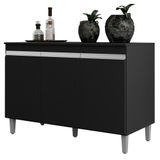 Balcão Pia Manu 120cm Preto Com Tampo Mdp - Ajl Móveis Preto