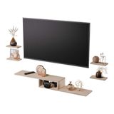 Rack Tv Nicho Suspenso Para Quarto Sala Carvalho 110cm