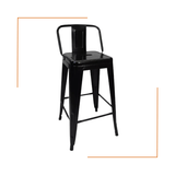 Banqueta Oficial Webshop Tolix Alta Preta Com Encosto Design Industrial Em Aço Reforçado