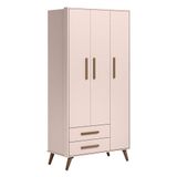 Guarda Roupa Infantil Q Encanto Retrô 3 Portas E 2 Gavetas Rosa - Qmovi Rosa