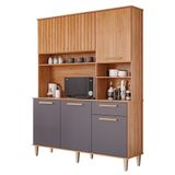 Cozinha Compacta Mila 156cm 6 Portas E 1 Gaveta Cinamomo-titânio - Mgm Cinamomo-titânio