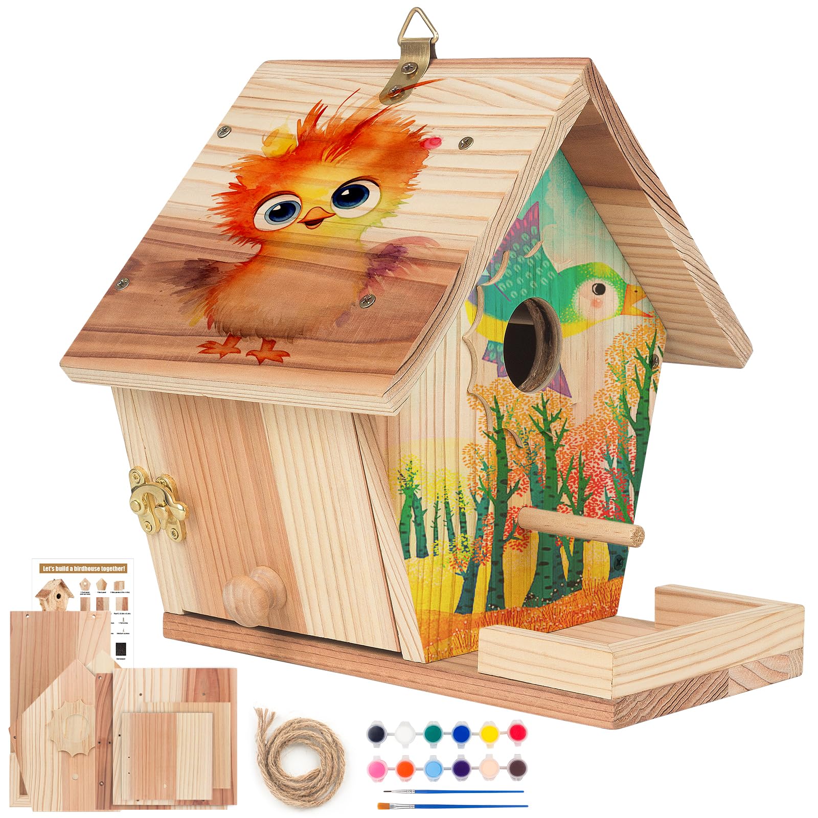 Kit Bird House Wizgsz Diy Com Conjunto De Pintura Para Crianças E Adultos