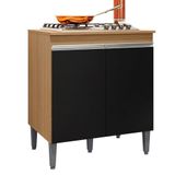 Balcão Cooktop Andréia 79cm Com 2 Portas Amêndoa-preto - Ajl Móveis Amêndoa-preto