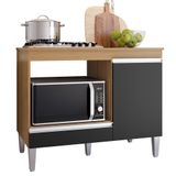 Balcão Cooktop Carla 105cm Com 1 Porta Amêndoa-preto - Ajl Móveis Amêndoa-preto