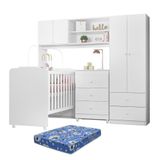 Dormitório Infantil Sophia Conjugado, Cômoda E Berço Branco Com Colchão Physical - Peternella Móveis Branco