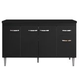 Balcão Pia Gabriela 150cm Preto Com Tampo Mdp - Ajl Móveis Preto