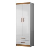 Guarda Roupa Infantil Ônix 2 Portas E 2 Gavetas Flex Nature-branco - Peternella Móveis Nature-branco