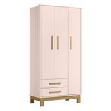 Guarda Roupa Infantil Q Encanto Slim 3 Portas E 2 Gavetas Rosa Acetinado - Qmovi Rosa Acetinado
