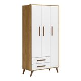 Guarda Roupa Infantil Q Encanto Retrô 3 Portas E 2 Gavetas Freijó-branco Acetinado - Qmovi Freijó-branco Acetinado