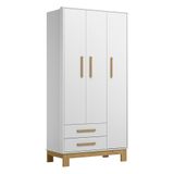 Guarda Roupa Infantil Q Encanto Slim 3 Portas E 2 Gavetas Branco Acetinado - Qmovi Branco Acetinado