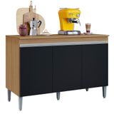 Balcão Pia Manu 120cm Amêndoa-preto Com Tampo Mdp - Ajl Móveis Amêndoa-preto