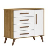 Cômoda Infantil Q Encanto Retrô 1 Porta E 4 Gavetas Freijó-branco Acetinado - Qmovi Freijó-branco Acetinado