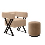Kit Poltrona E Puff Decorativo Kira Estilo Industrial