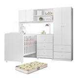Dormitório Infantil Sophia Conjugado, Cômoda E Berço Branco Com Colchão Supreme - Peternella Móveis Branco