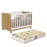 Berço Mini Cama Q Encanto Slim Freijó-branco Acetinado Com Colchão Supreme - Qmovi Freijó-branco Acetinado