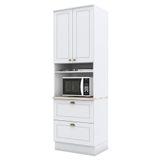 Torre Quente 1 Forno Americana Branco Com Tampo Calcare - Móveis Henn Branco Hp