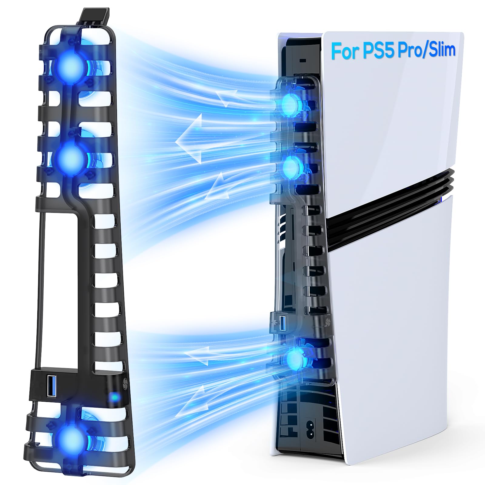 Ventilador De Resfriamento Automático Klipdasse Para Ps5 Pro/slim Com Porta Usb 3.0