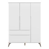 Guarda Roupa Infantil Retrô Melinda 3 Portas E 2 Gavetas Branco - Phoenix Baby Branco